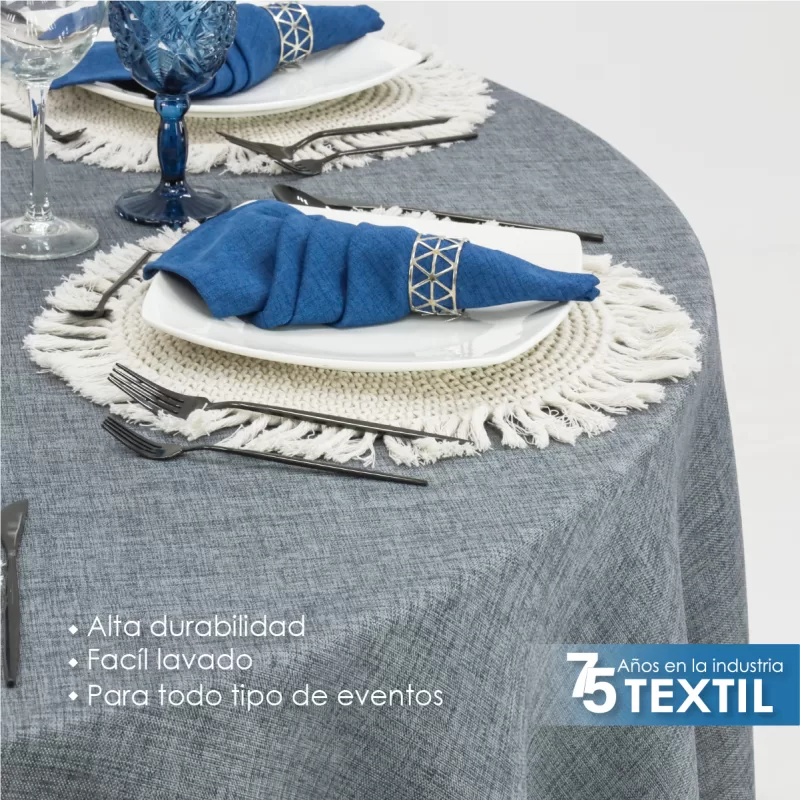 Mantel Redondo Lino Ginebra 2.90 D Gris Oxford