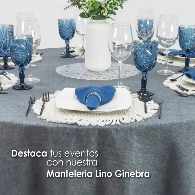 Mantel Redondo Lino Ginebra 2.90 D Gris Oxford