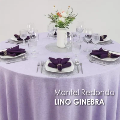 Mantel Redondo Lino Ginebra 2.90 D Lila: imagen 3