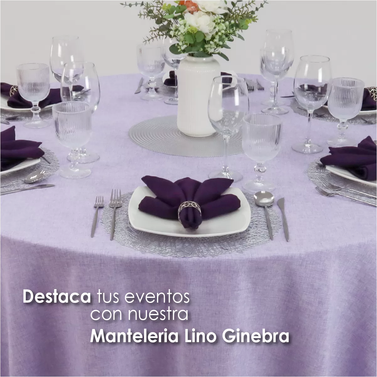 Mantel Redondo Lino Ginebra 2.90 D Lila: imagen 5