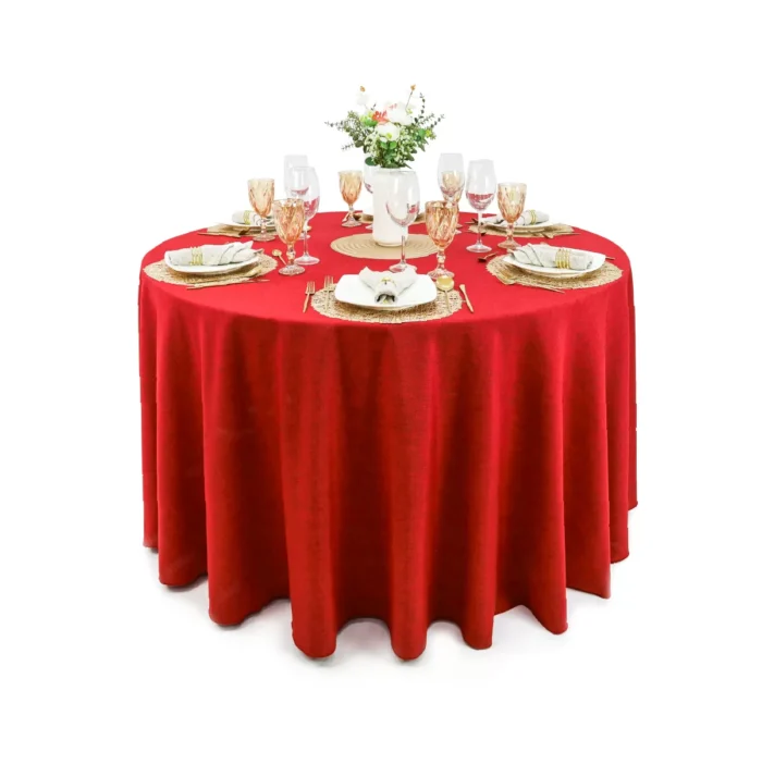 Mantel Redondo Lino Ginebra 2.90 D Rojo Quemado