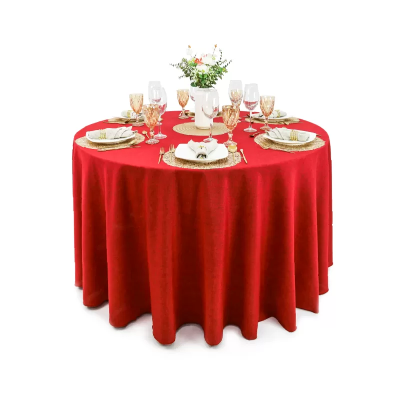 Mantel Redondo Lino Ginebra 2.90 D Rojo Quemado
