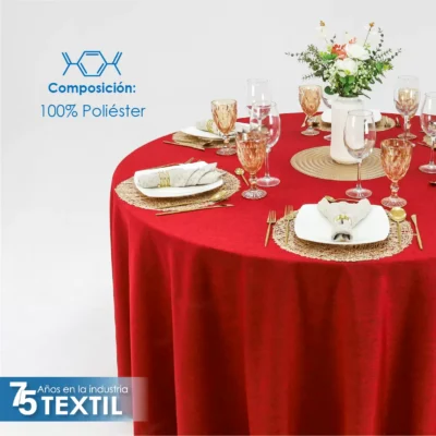 Mantel Redondo Lino Ginebra 2.90 D Rojo Quemado: imagen 5