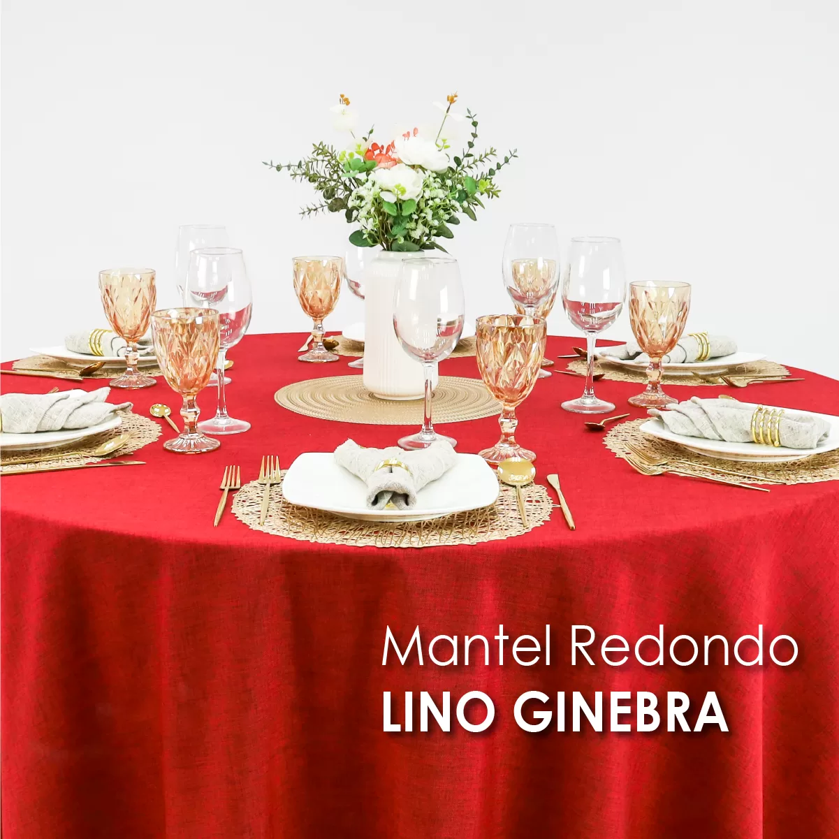 Mantel Redondo Lino Ginebra 2.90 D Rojo Quemado: imagen 3
