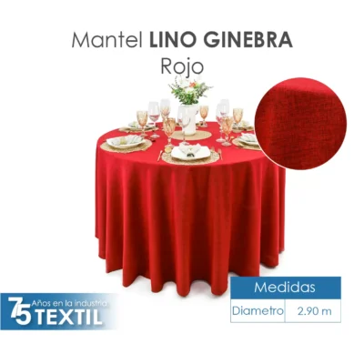 Mantel Redondo Lino Ginebra 2.90 D Rojo Quemado: imagen 2