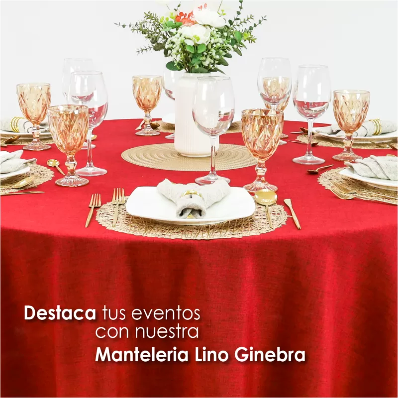 Mantel Redondo Lino Ginebra 2.90 D Rojo Quemado