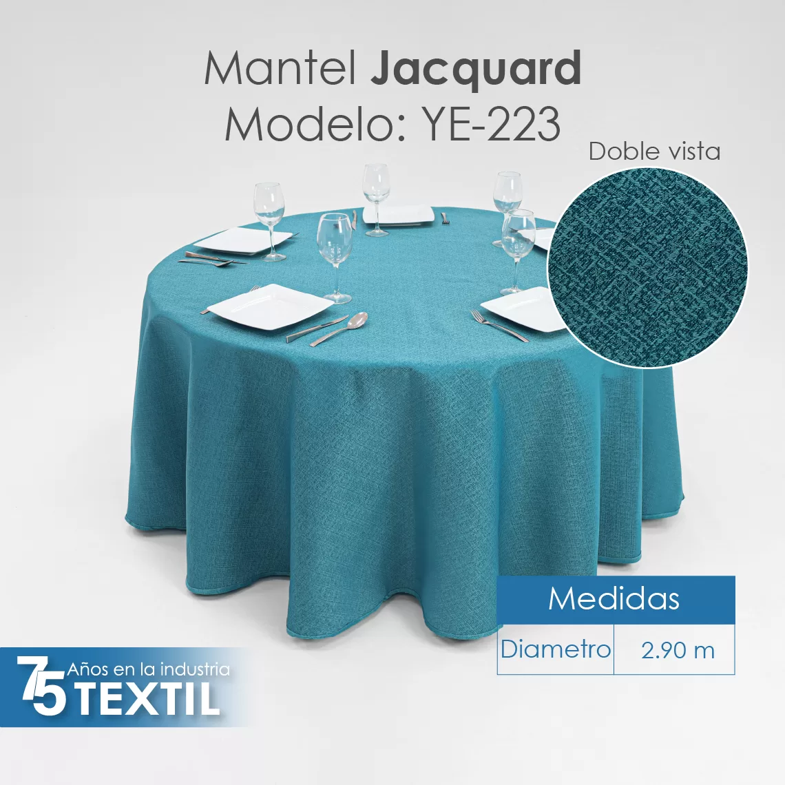 Mantel Yackard Redondo Ye-223 MASAI TURQUESA: imagen 2