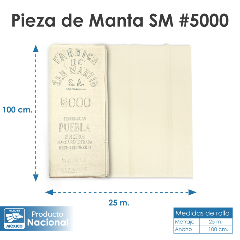 Manta S/M cruda #5000 100% algodón