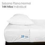 Sábana Individual Percal 144 Hilos - 1.80 X 2.40 m Blanco (60% Poliéster, 40% Algodón)
