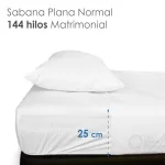 Sábana Matrimonial Percal 144 Hilos - 2.20 X 2.40 m Blanco  (60% Poliéster, 40% Algodón)
