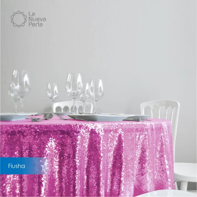 Mantel Redondo Tela Lentejuela 2.90 D Fiusha