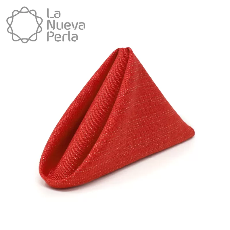 Servilleta Lino Ginebra 45x45 cm Rojo Hilo Oro