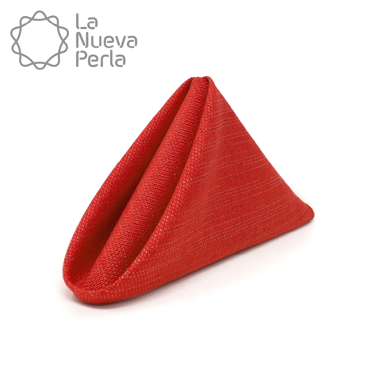Servilleta Lino Ginebra 45x45 cm Rojo Hilo Oro: imagen 1