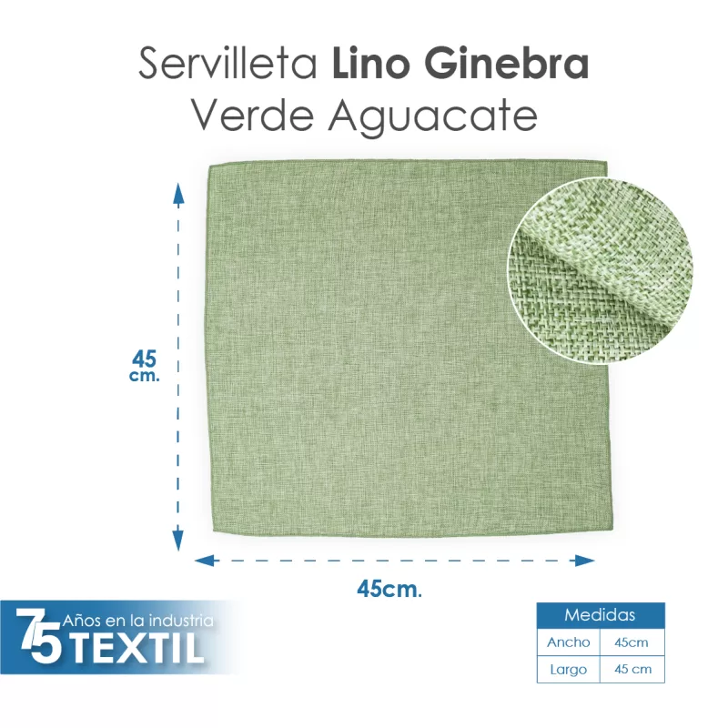 Servilleta Lino Ginebra 45x45 cm Verde Aguacate