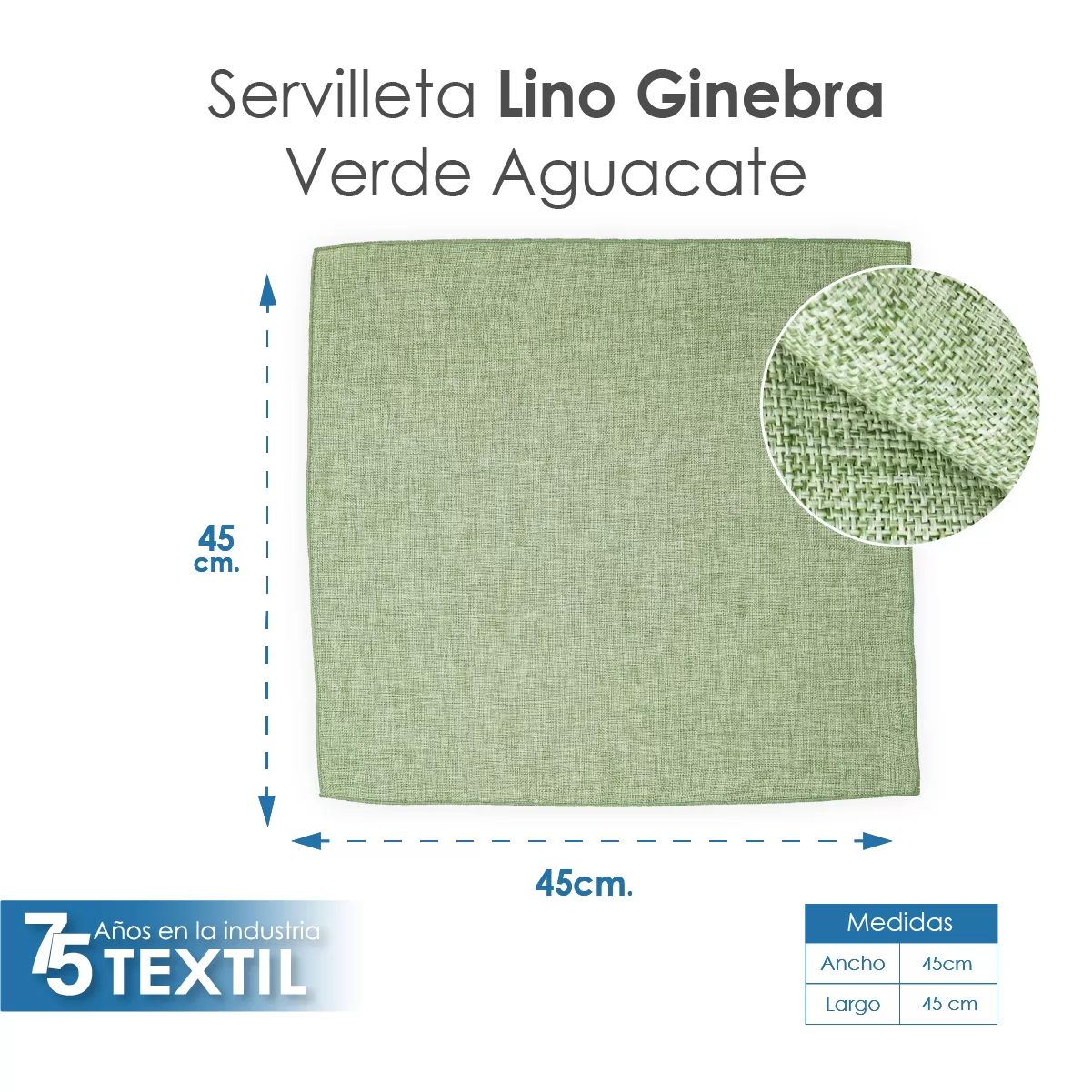 Servilleta Lino Ginebra 45x45 cm Verde Aguacate: imagen 2