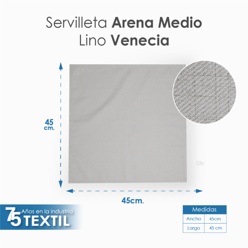 Servilleta Lino Venecia 45x45 cm Arena Medio
