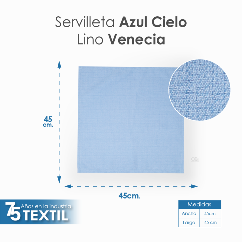 Servilleta Lino Venecia 45x45 cm Azul Cielo