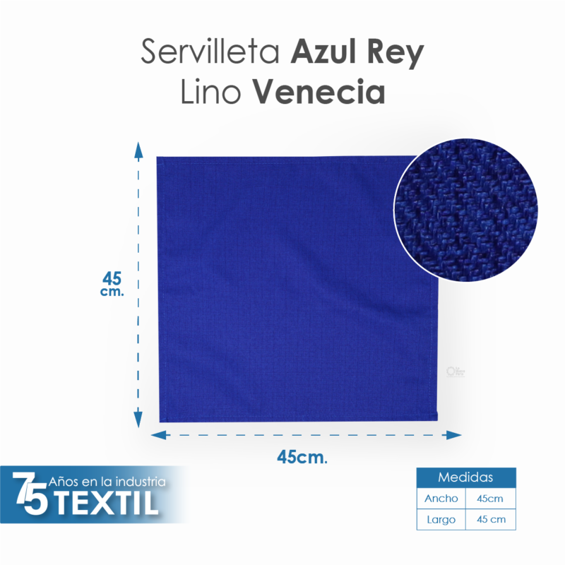 Servilleta Lino Venecia 45x45 cm Azul Rey