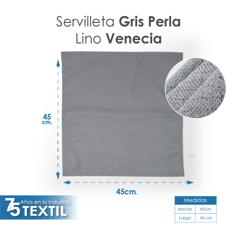 Servilleta Lino Venecia 45x45 cm Gris Perla