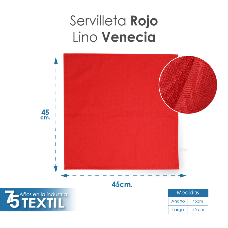 Servilleta Lino Venecia 45x45 cm Rojo