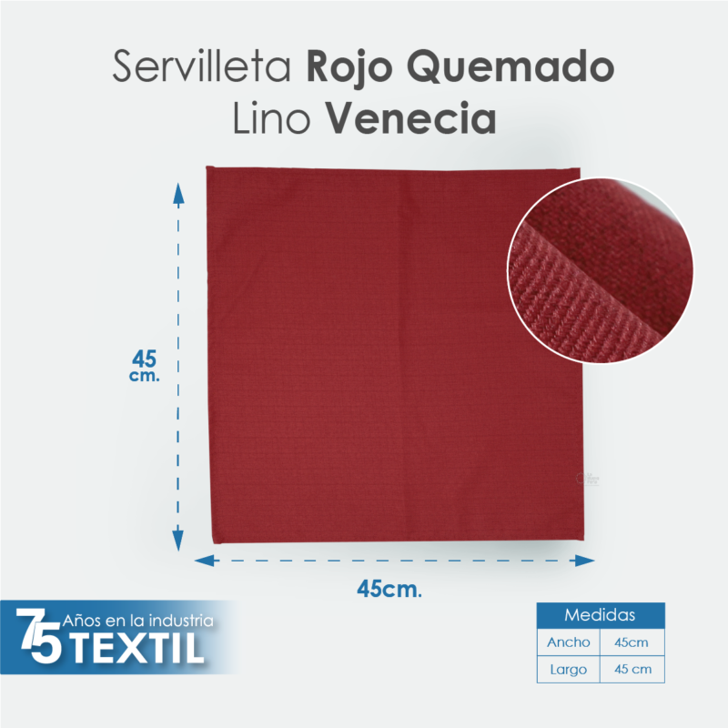 Servilleta Lino Venecia 45x45 cm Rojo Quemado