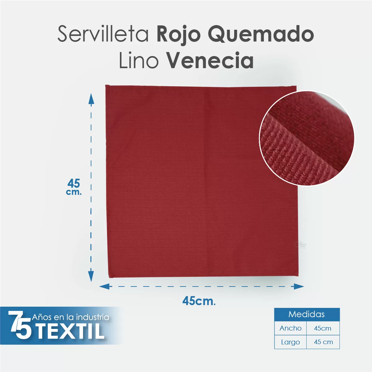 Servilleta Lino Venecia 45x45 cm Rojo Quemado: imagen 2