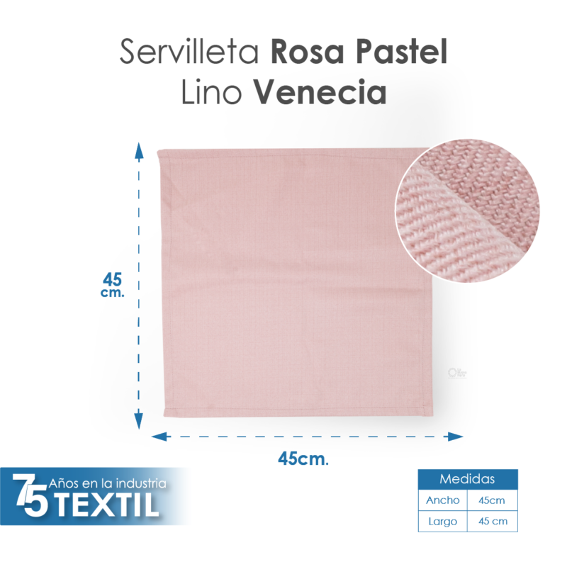 Servilleta Lino Venecia 45x45 cm Rosa Pastel