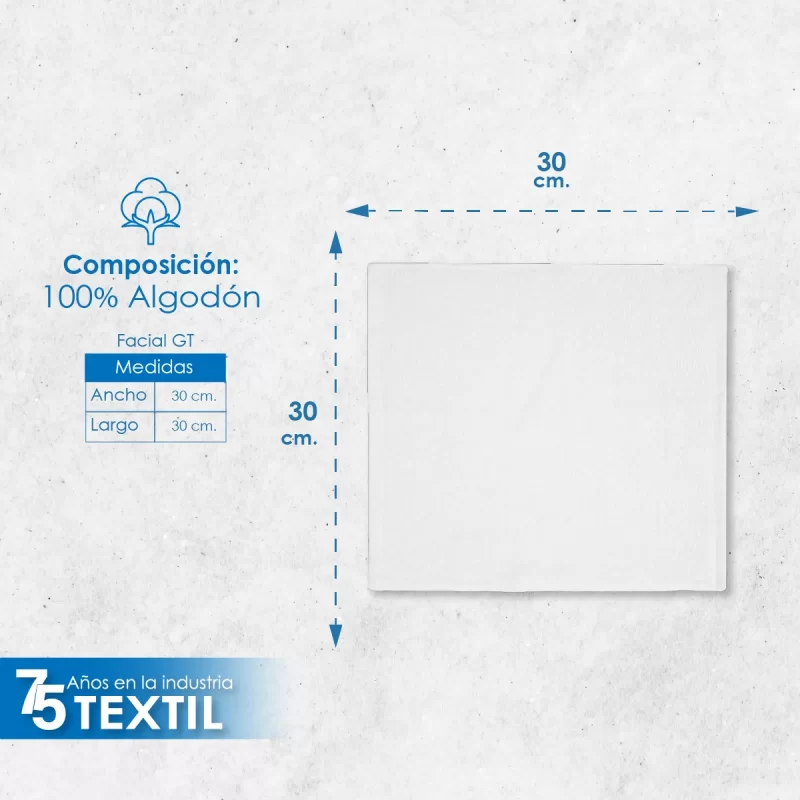 Toalla facial GT Blanca 30 x 30 cm