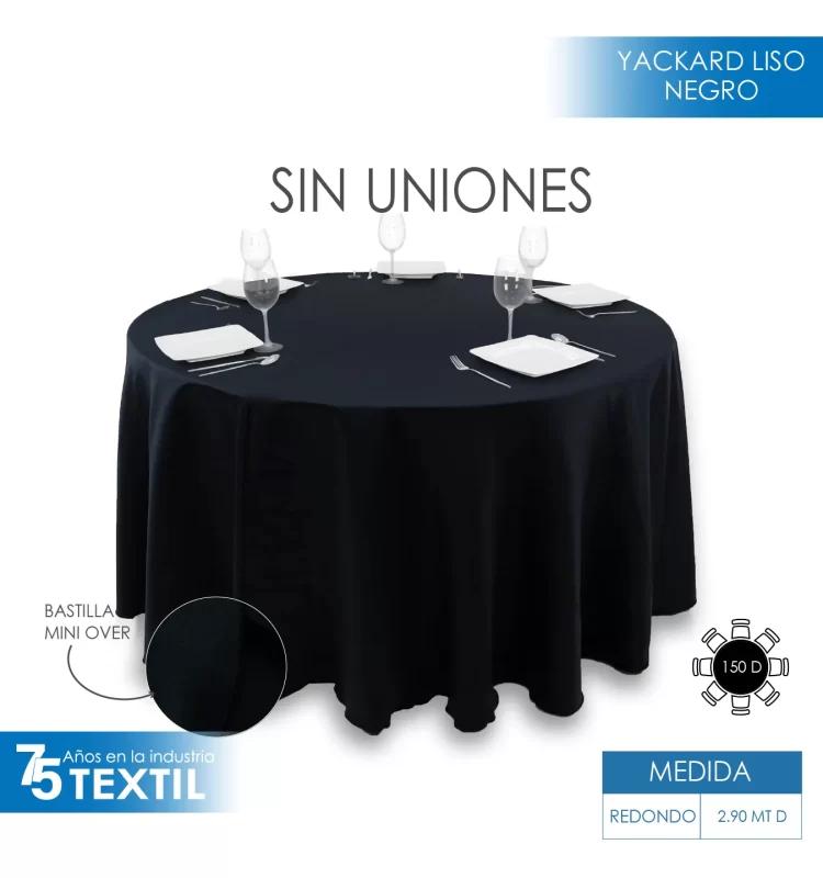 Mantel Redondo Yackard Liso 290 D Negro