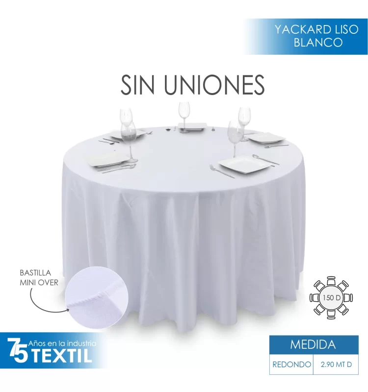 Mantel Redondo Yackard Liso 290 D Blanco