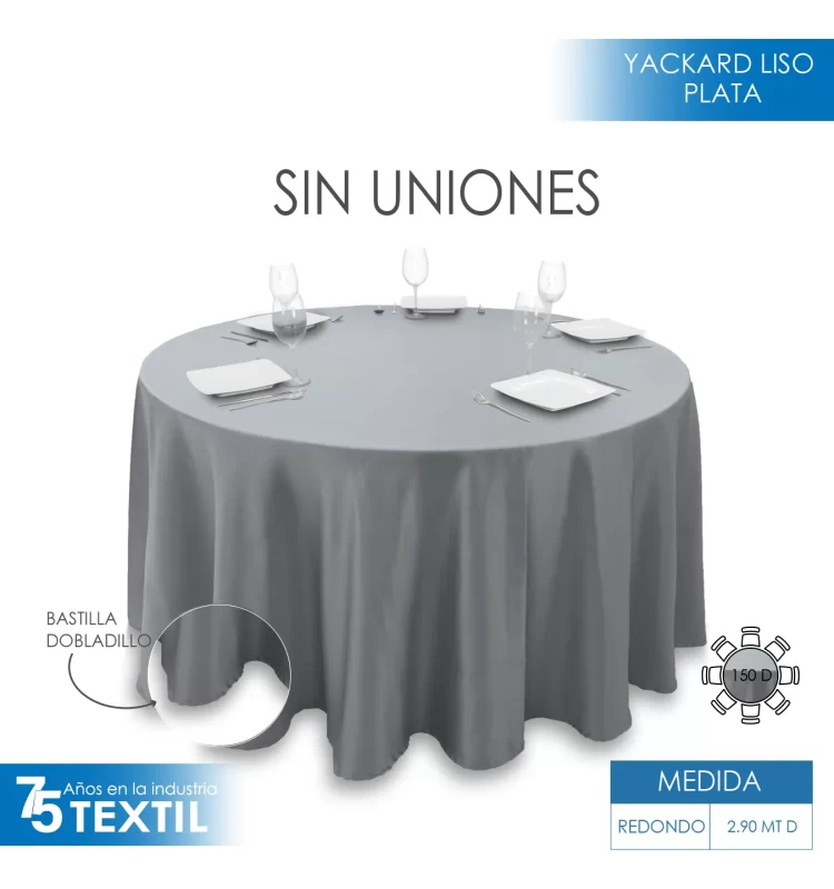 Mantel Redondo Yackard Liso 290 D Plata