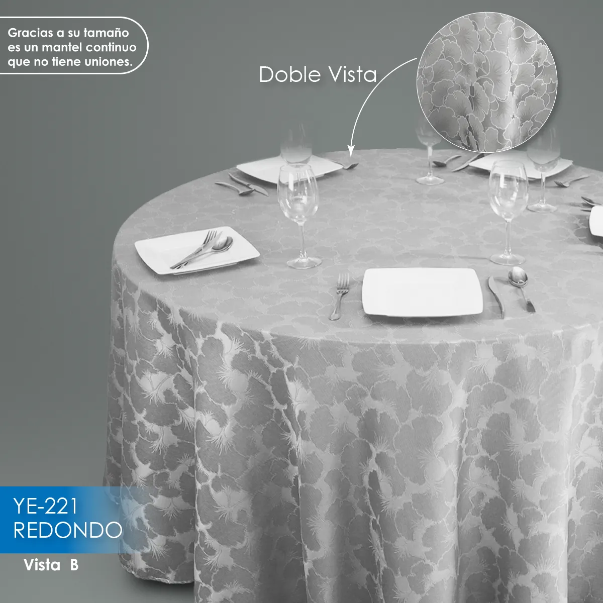 Mantel Yackard Redondo YE-221 PLATA: imagen 2