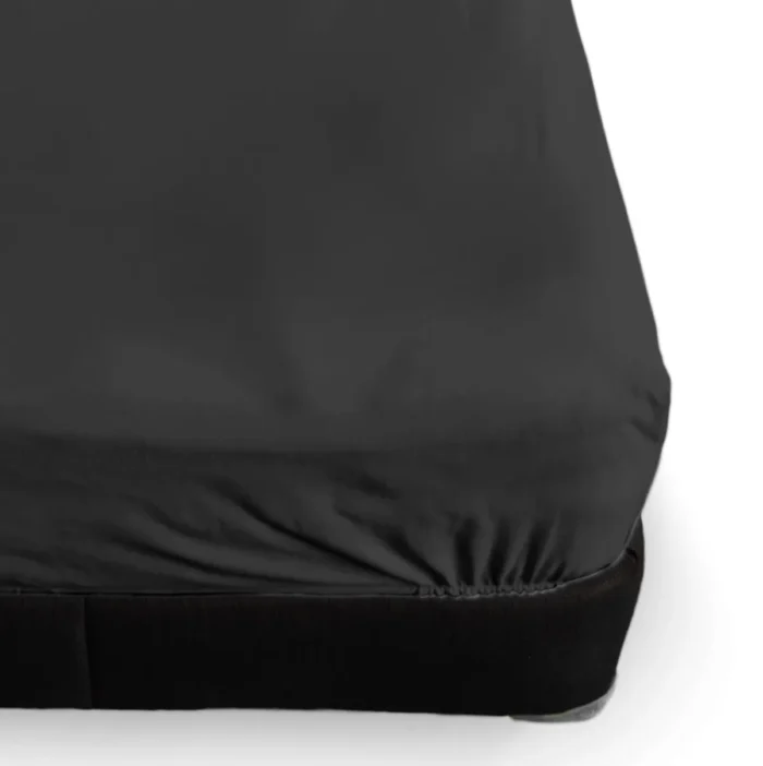 Sábana Cajón Manta Negro Queen Size Colchón Normal 150 x 190 x 25 cm