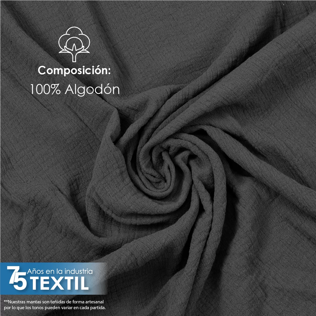 Manta Muselina 2.55 M ancho Gris Oxford: imagen 7