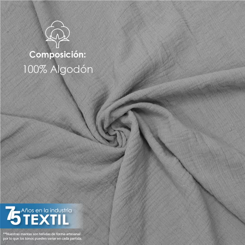 Manta Muselina 2.55 M ancho Gris Plata