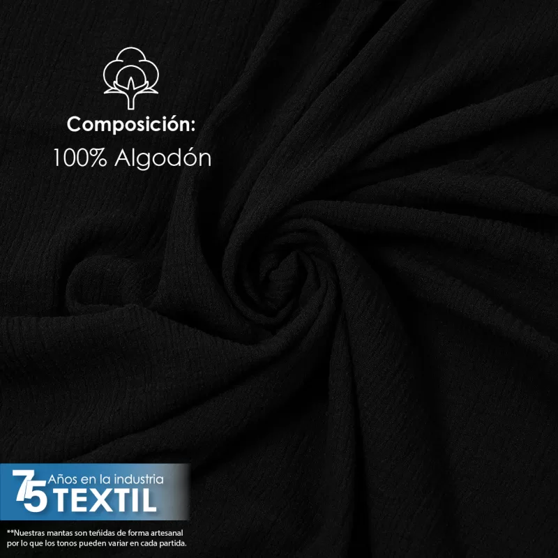 Manta Muselina 2.55 M ancho Negro