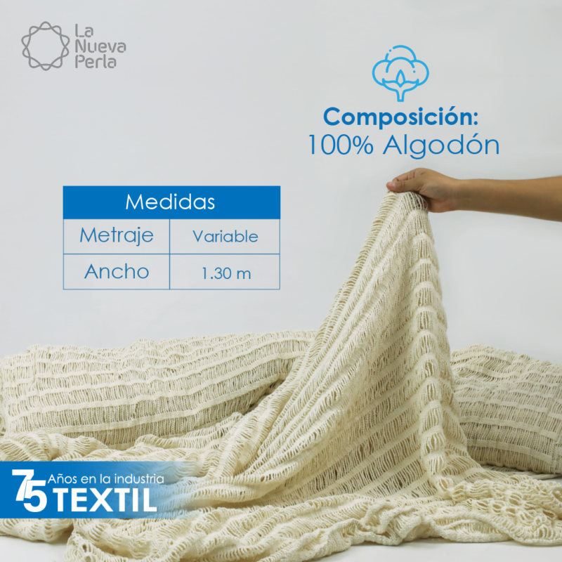Manta Deshilada Sofia 1.30 M ancho Blanqueado (Sobre Pedido)