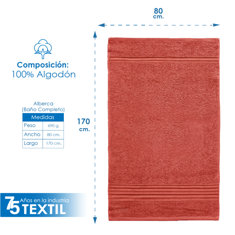 Toalla Fiore Baño Completo Blanca 170 x 80 cm 690 g