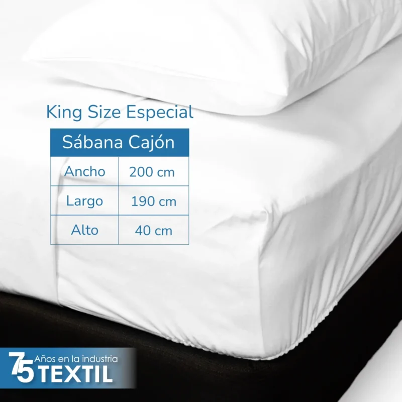 Sábana Cajón Manta Blanco King Size Colchón Alto 200 x 190 x 40 cm