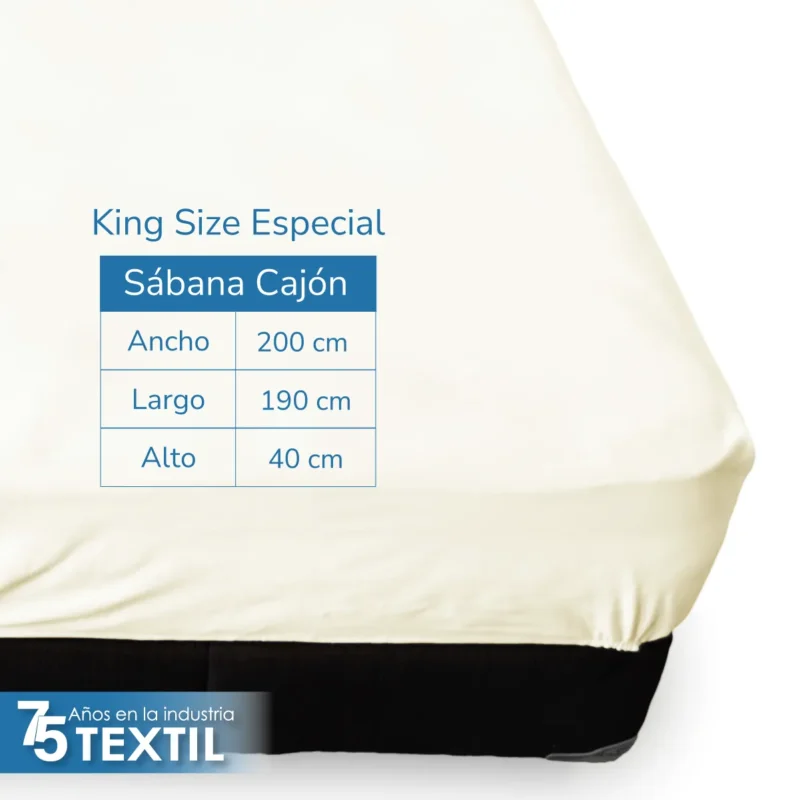 Sábana Cajón Manta Crudo King Size Colchón Alto 200 x 190 x 40 cm