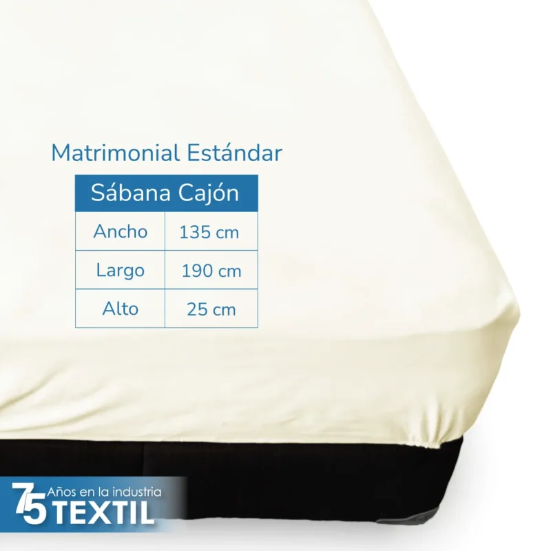 Sábana Cajón Manta Crudo Matrimonial Colchón Normal 135 x 190 x 25 cm