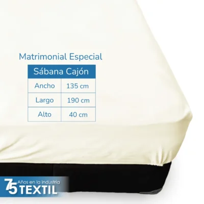 Sábana Cajón Manta Crudo Matrimonial Colchón Alto 135 x 190 x 40 cm: imagen 2