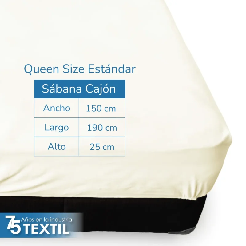Sábana Cajón Manta Crudo Queen Size Colchón Normal 150 x 190 x 25 cm