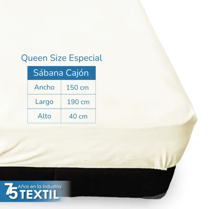 Sábana Cajón Manta Crudo Queen Size Colchón Alto 150 x 190 x 40 cm