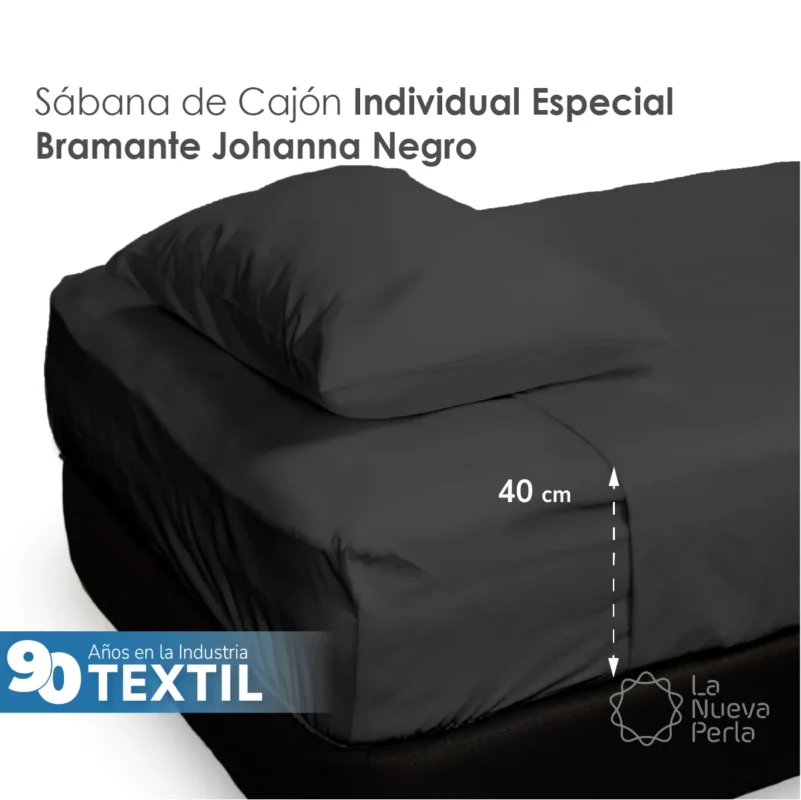 Sábana Cajón Manta Negro Individual Colchón Alto 100 x 190 x 40 cm