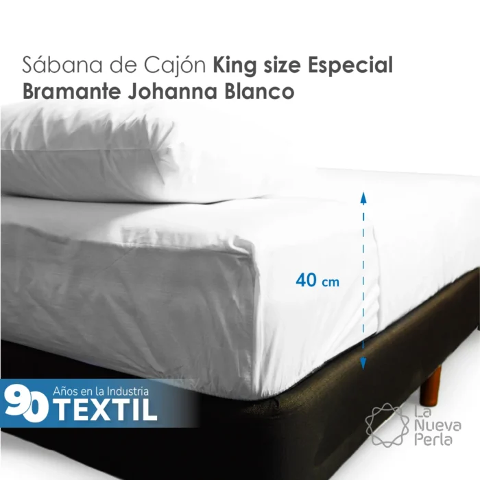 Sábana Cajón Manta Blanco King Size Colchón Alto 200 x 190 x 40 cm