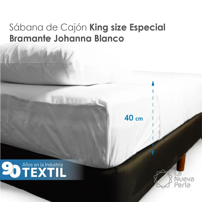 Sábana Cajón Manta Blanco King Size Colchón Alto 200 x 190 x 40 cm