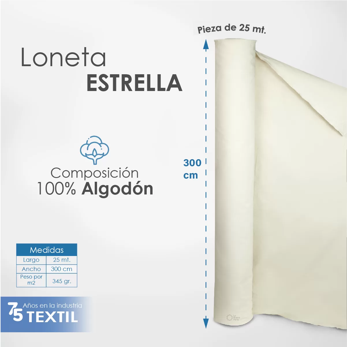 Loneta Estrella 3 M ancho cruda 345 gr m2: imagen 2