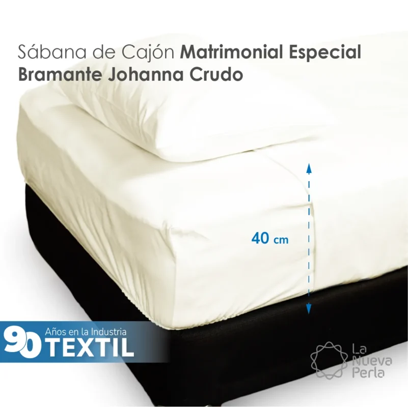 Sábana Cajón Manta Crudo Matrimonial Colchón Alto 135 x 190 x 40 cm