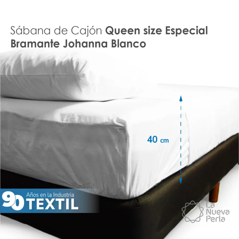 Sábana Cajón Manta Blanco Queen Size Colchón Alto 150 x 190 x 40 cm